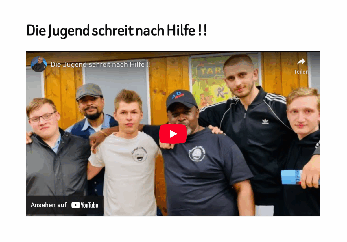 Die Jugend schreit nach Hilfe !!