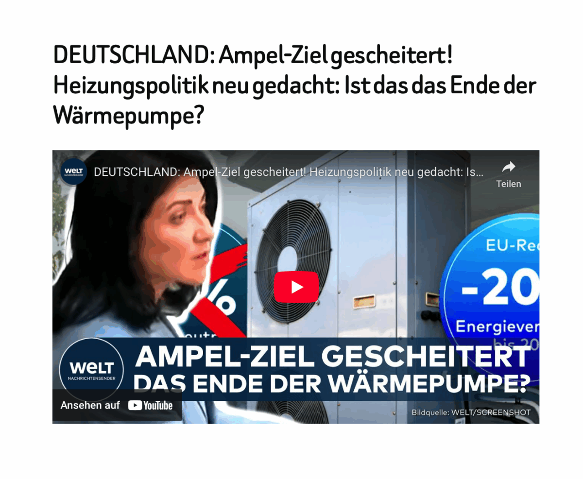 DEUTSCHLAND: Ampel-Ziel gescheitert! Heizungspolitik neu gedacht: Ist das das Ende der Wärmepumpe?