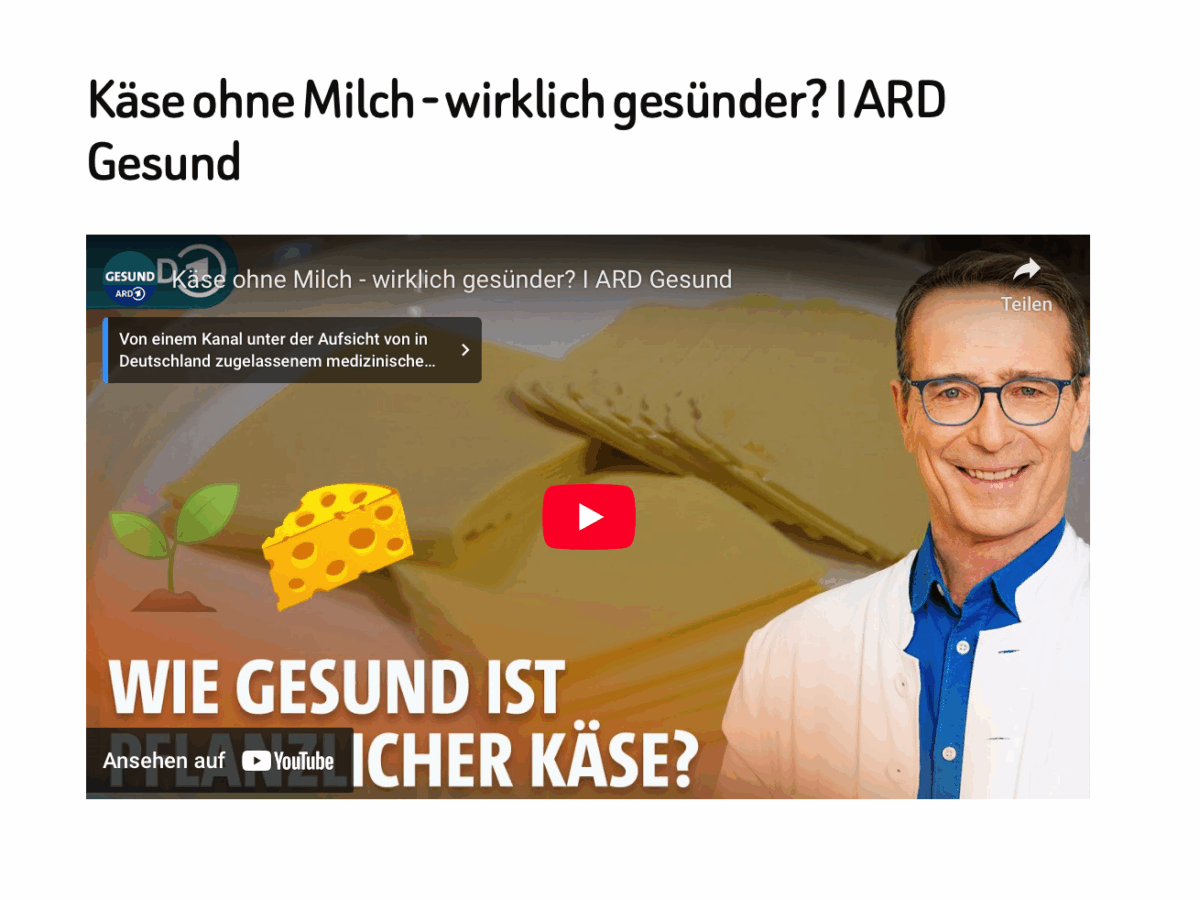 Käse ohne Milch – wirklich gesünder? I ARD Gesund