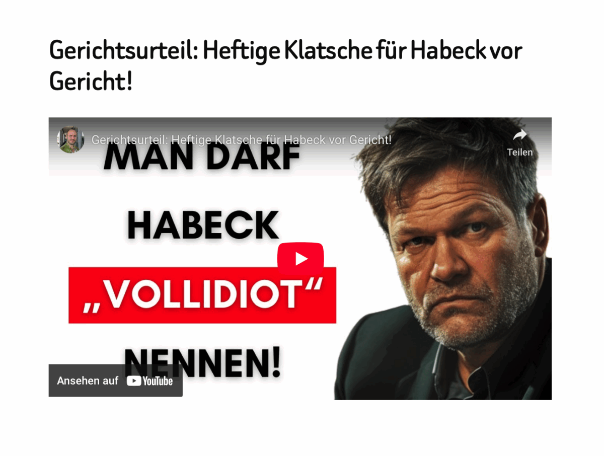 Gerichtsurteil: Heftige Klatsche für Habeck vor Gericht!