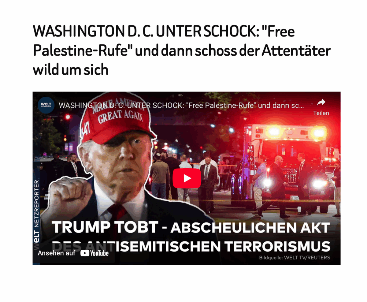 WASHINGTON D. C. UNTER SCHOCK: „Free Palestine-Rufe“ und dann schoss der Attentäter wild um sich