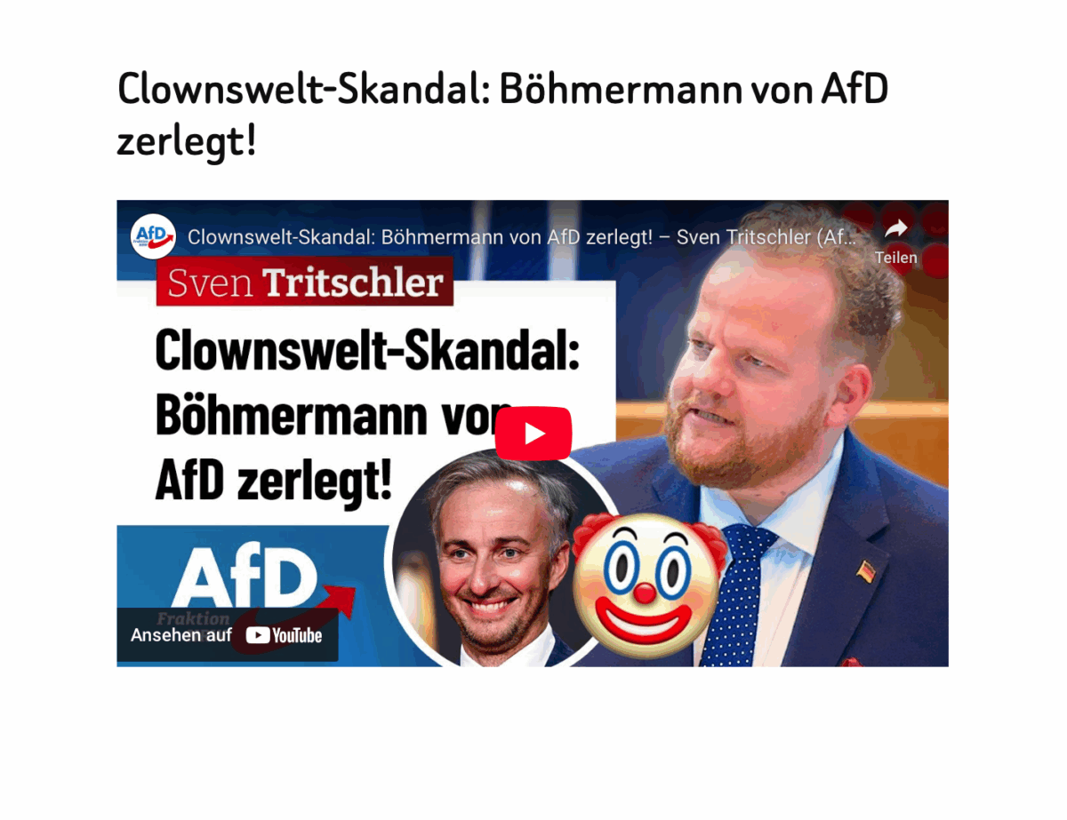 Clownswelt-Skandal: Böhmermann von AfD zerlegt! 
