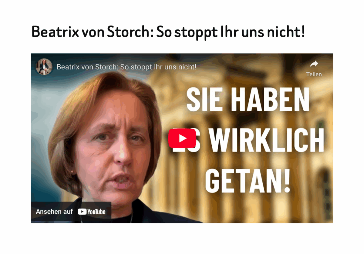 Beatrix von Storch: So stoppt Ihr uns nicht!