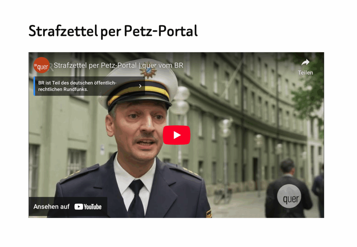 Strafzettel per Petz-Portal 