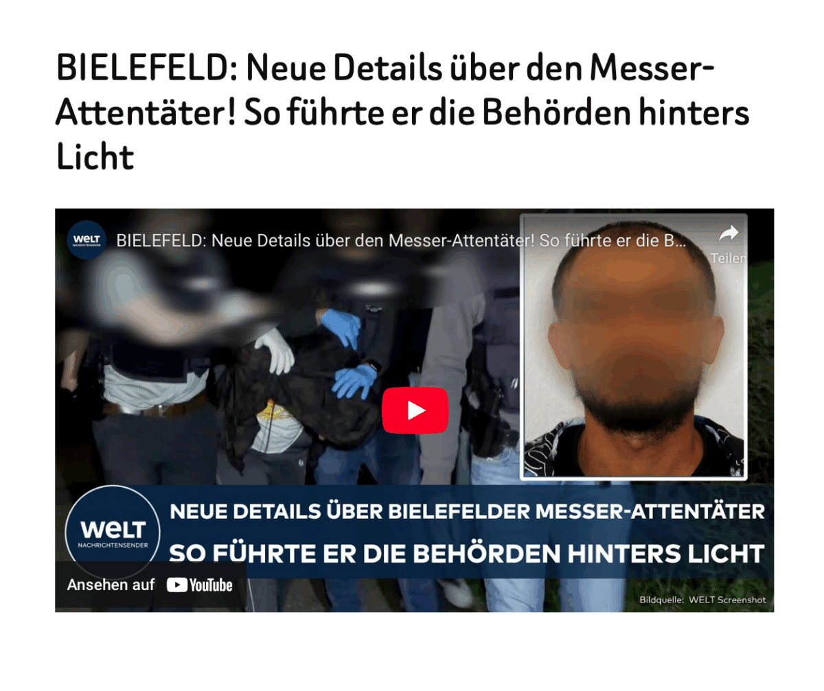 BIELEFELD: Neue Details über den Messer-Attentäter! So führte er die Behörden hinters Licht