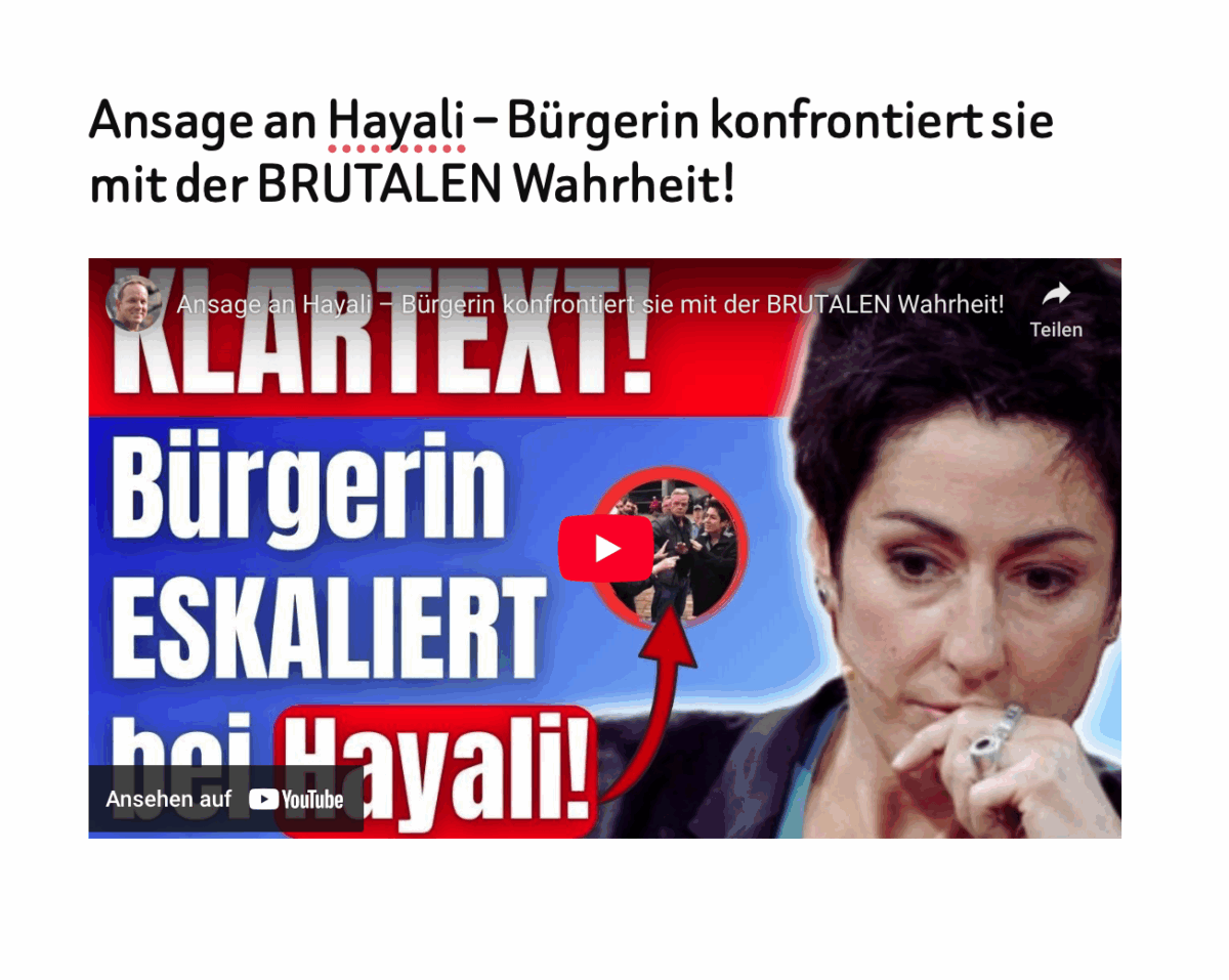 Ansage an Hayali – Bürgerin konfrontiert sie mit der BRUTALEN Wahrheit!