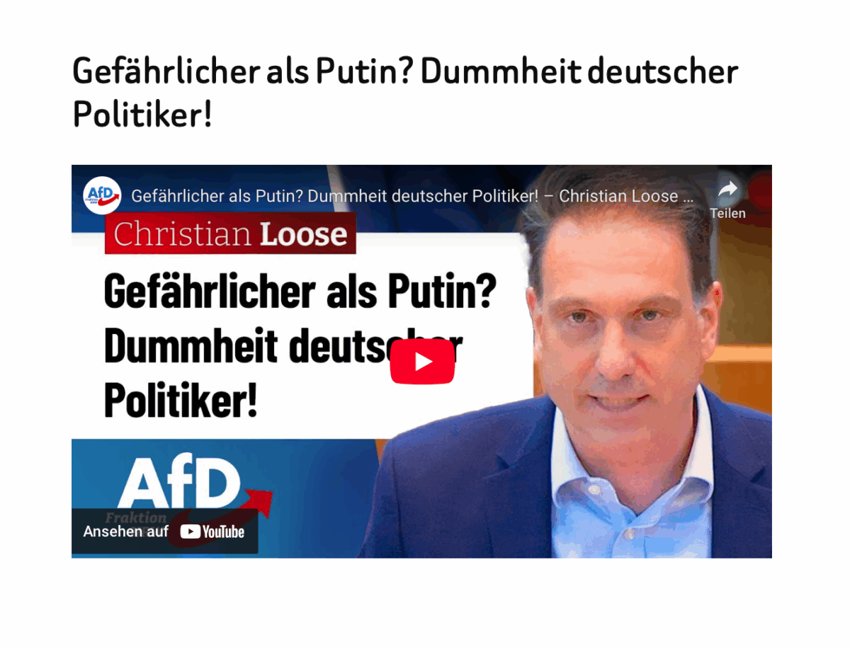 Gefährlicher als Putin? Dummheit deutscher Politiker! 