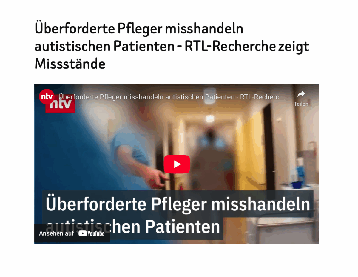 Überforderte Pfleger misshandeln autistischen Patienten – RTL-Recherche zeigt Missstände