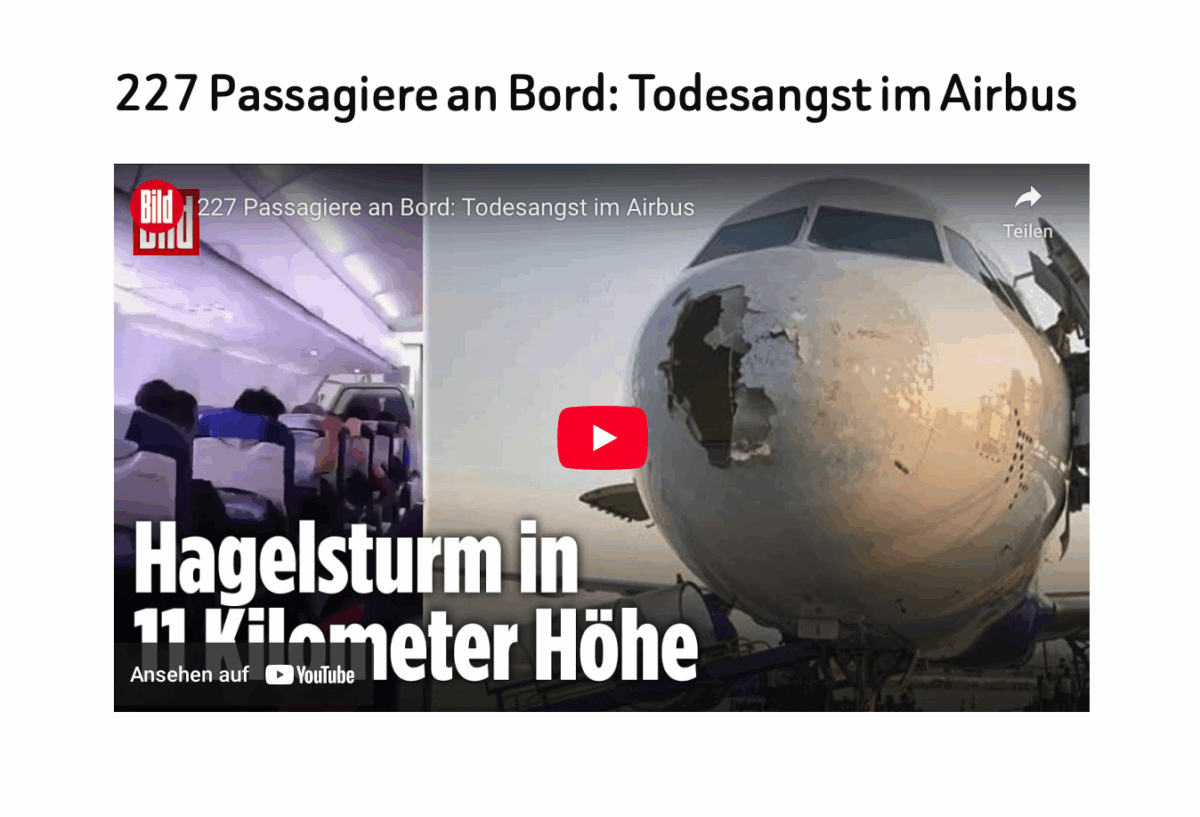 227 Passagiere an Bord: Todesangst im Airbus