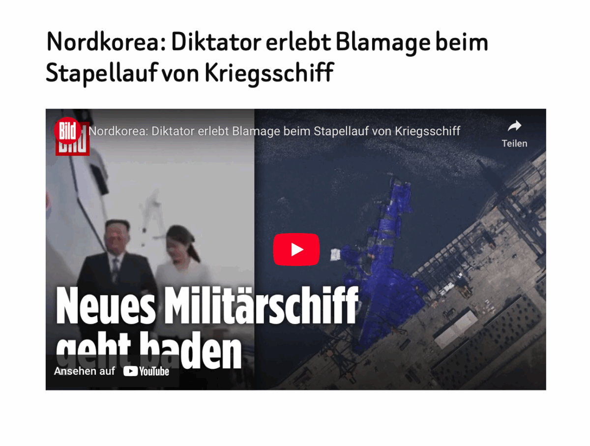 Nordkorea: Diktator erlebt Blamage beim Stapellauf von Kriegsschiff