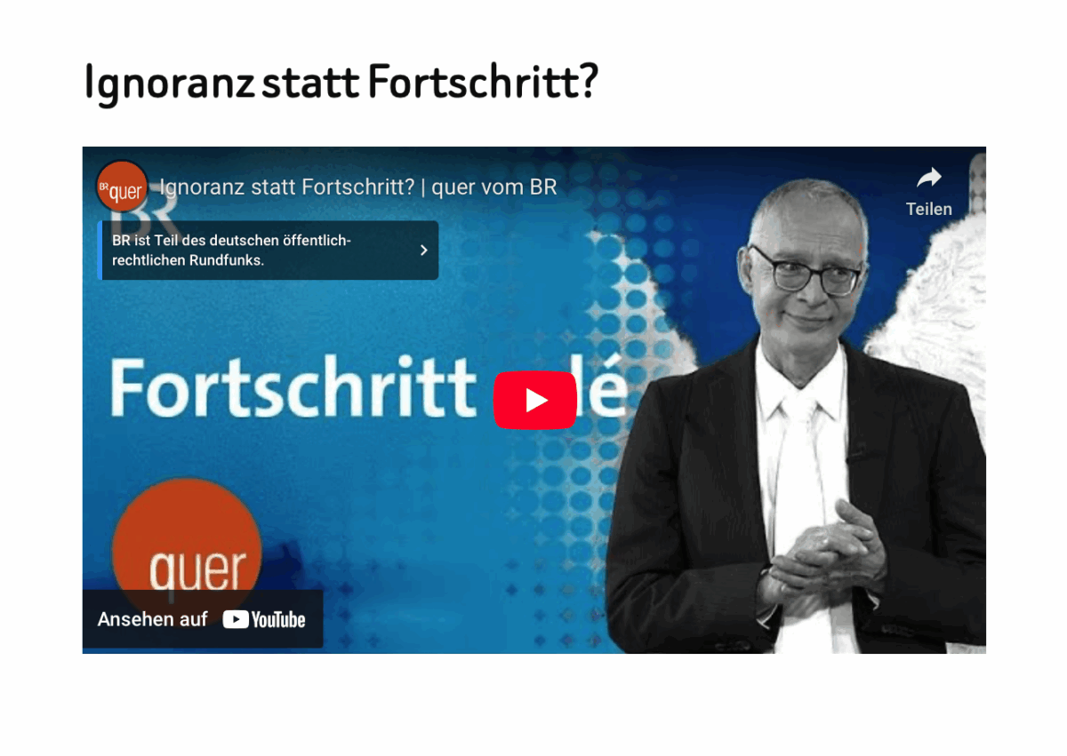Ignoranz statt Fortschritt? 