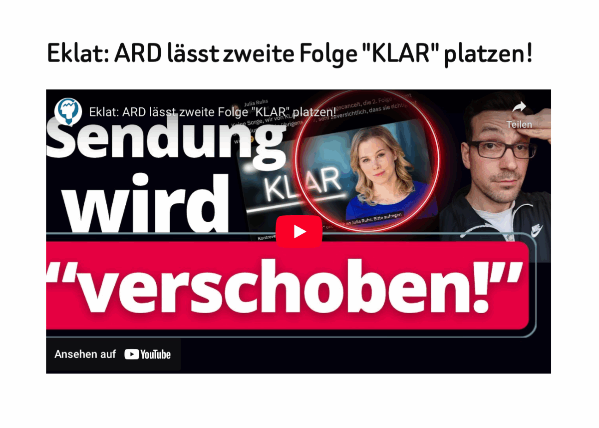 Eklat: ARD lässt zweite Folge „KLAR“ platzen!