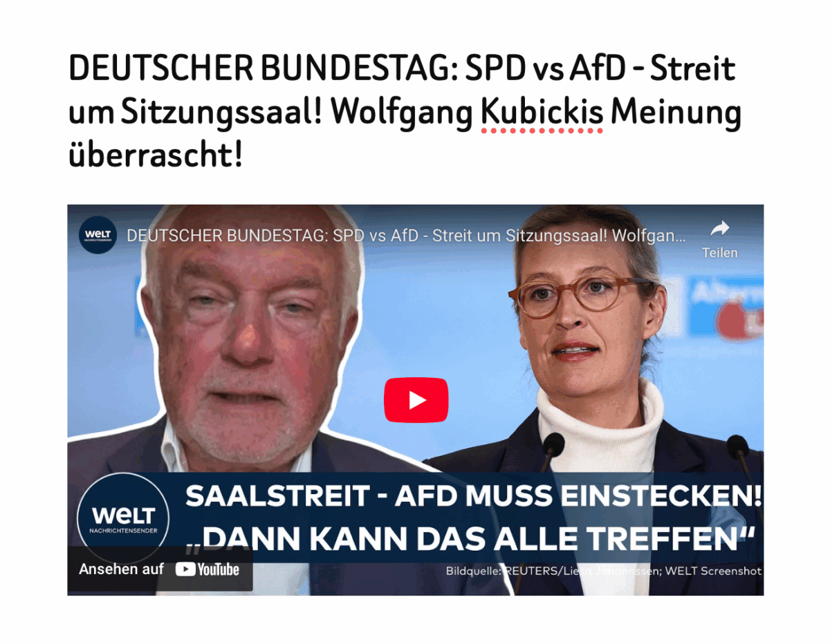 DEUTSCHER BUNDESTAG: SPD vs AfD – Streit um Sitzungssaal! Wolfgang Kubickis Meinung überrascht!