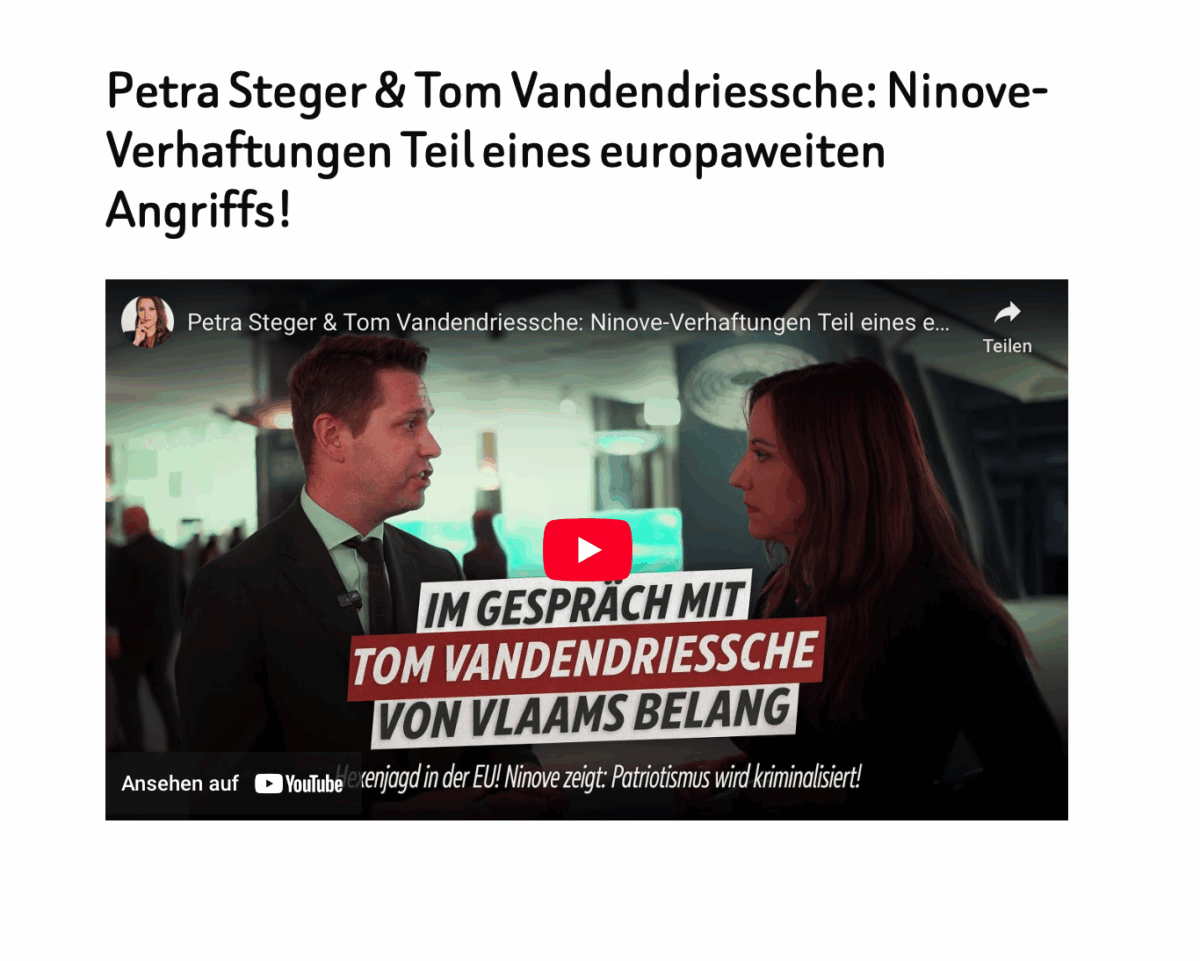 Petra Steger & Tom Vandendriessche: Ninove-Verhaftungen Teil eines europaweiten Angriffs!