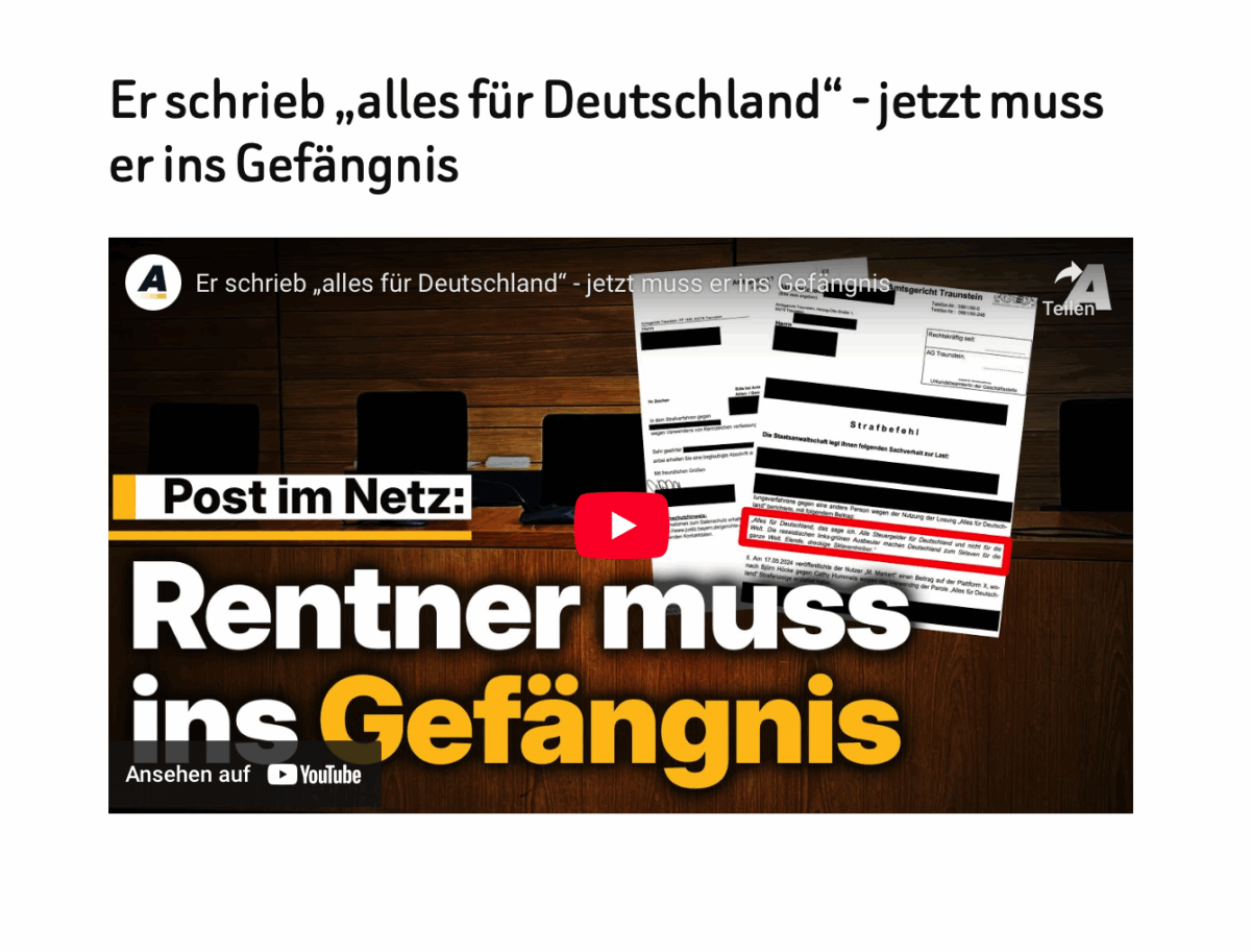 Er schrieb „alles für Deutschland“ – jetzt muss er ins Gefängnis