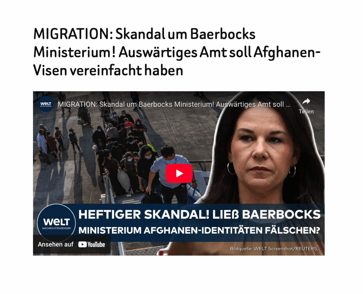 MIGRATION: Skandal um Baerbocks Ministerium! Auswärtiges Amt soll Afghanen-Visen vereinfacht haben