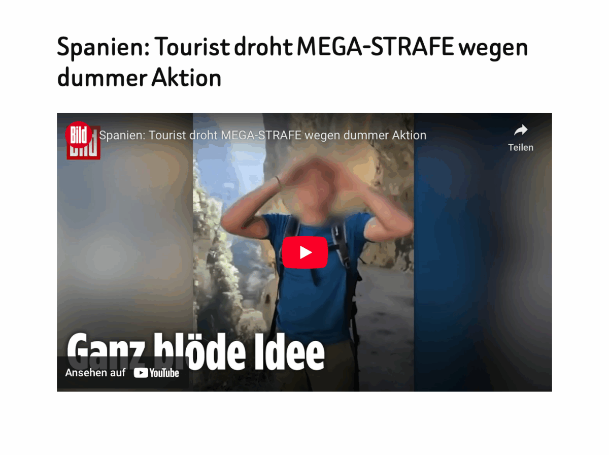 Spanien: Tourist droht MEGA-STRAFE wegen dummer Aktion