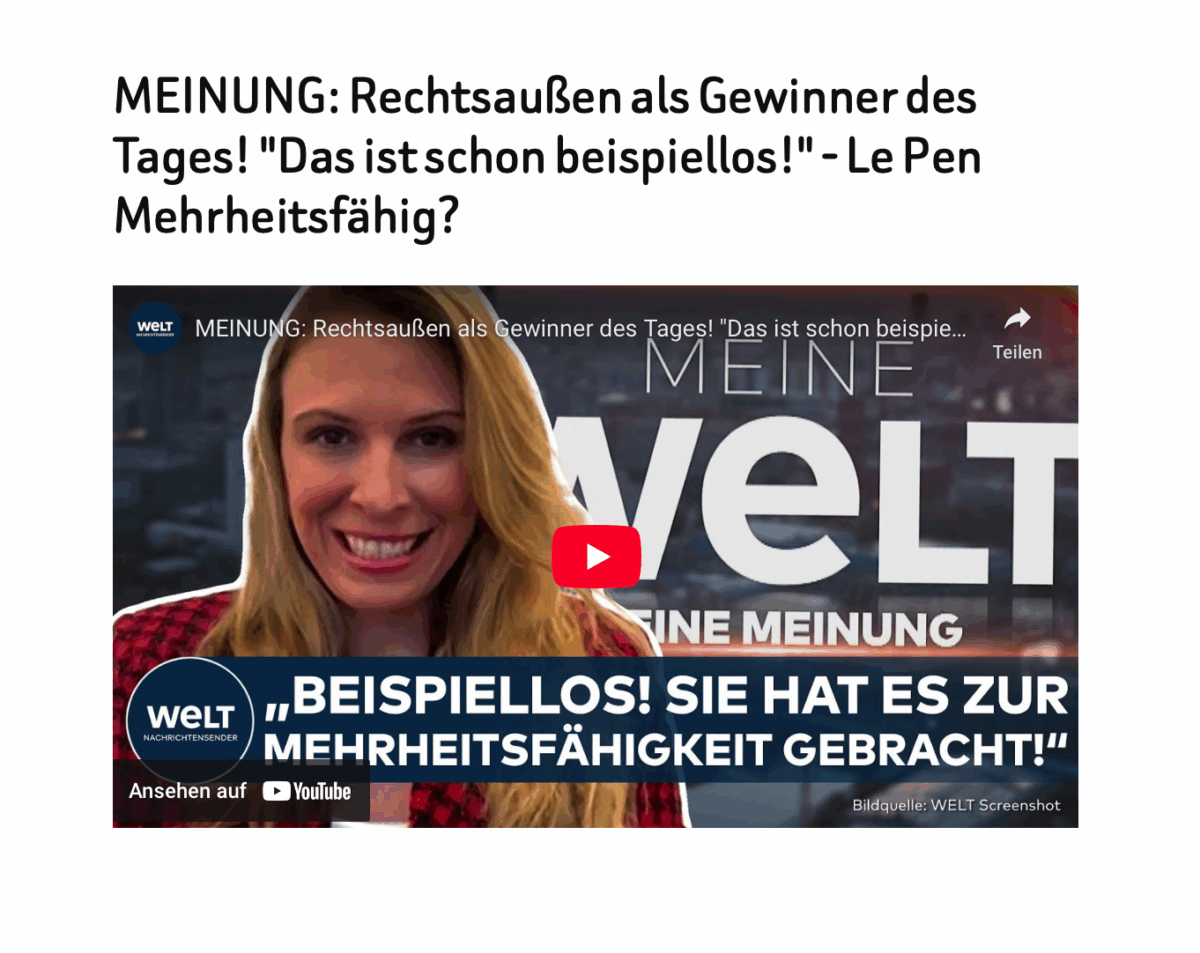 MEINUNG: Rechtsaußen als Gewinner des Tages! „Das ist schon beispiellos!“ – Le Pen Mehrheitsfähig?