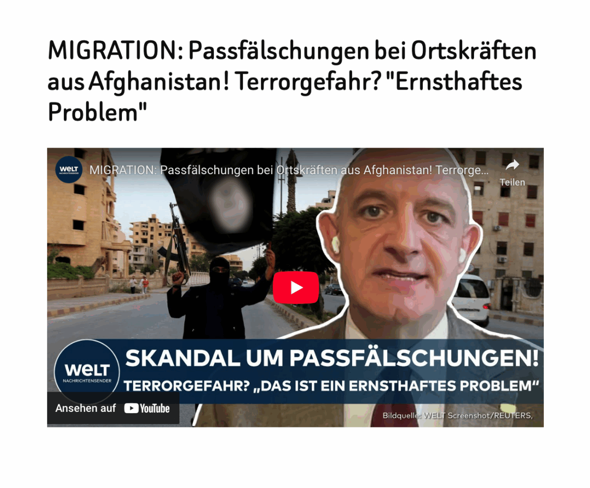 MIGRATION: Passfälschungen bei Ortskräften aus Afghanistan! Terrorgefahr? „Ernsthaftes Problem“
