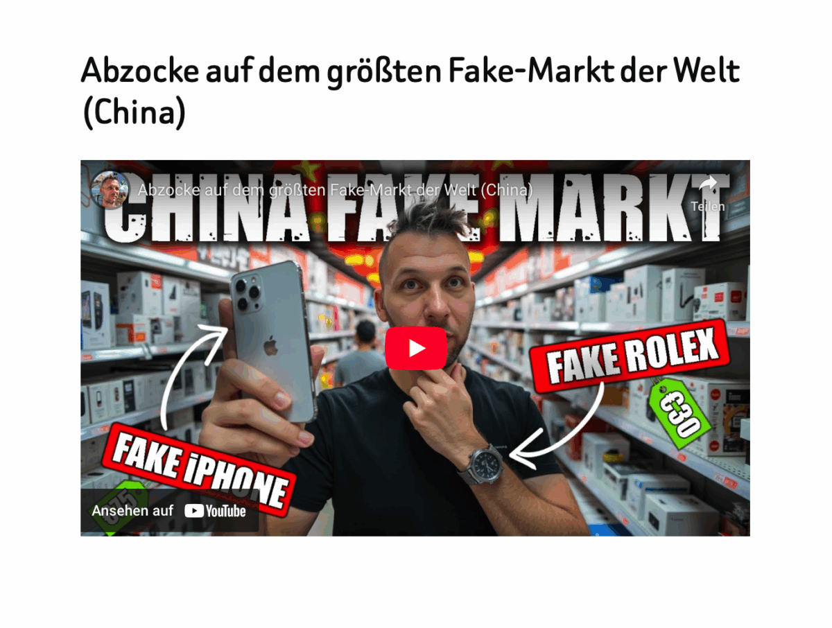 Abzocke auf dem größten Fake-Markt der Welt (China)