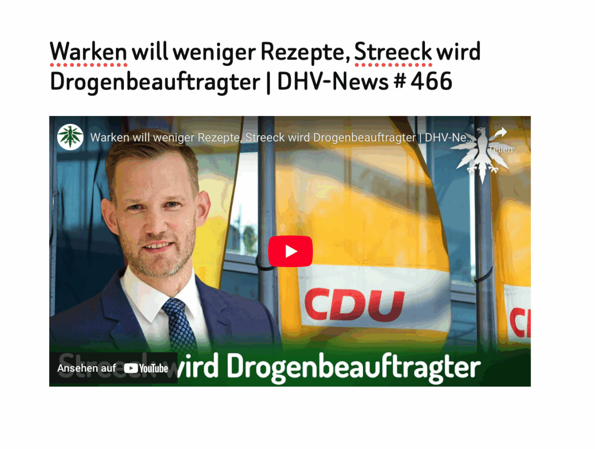 Warken will weniger Rezepte, Streeck wird Drogenbeauftragter | DHV-News # 466