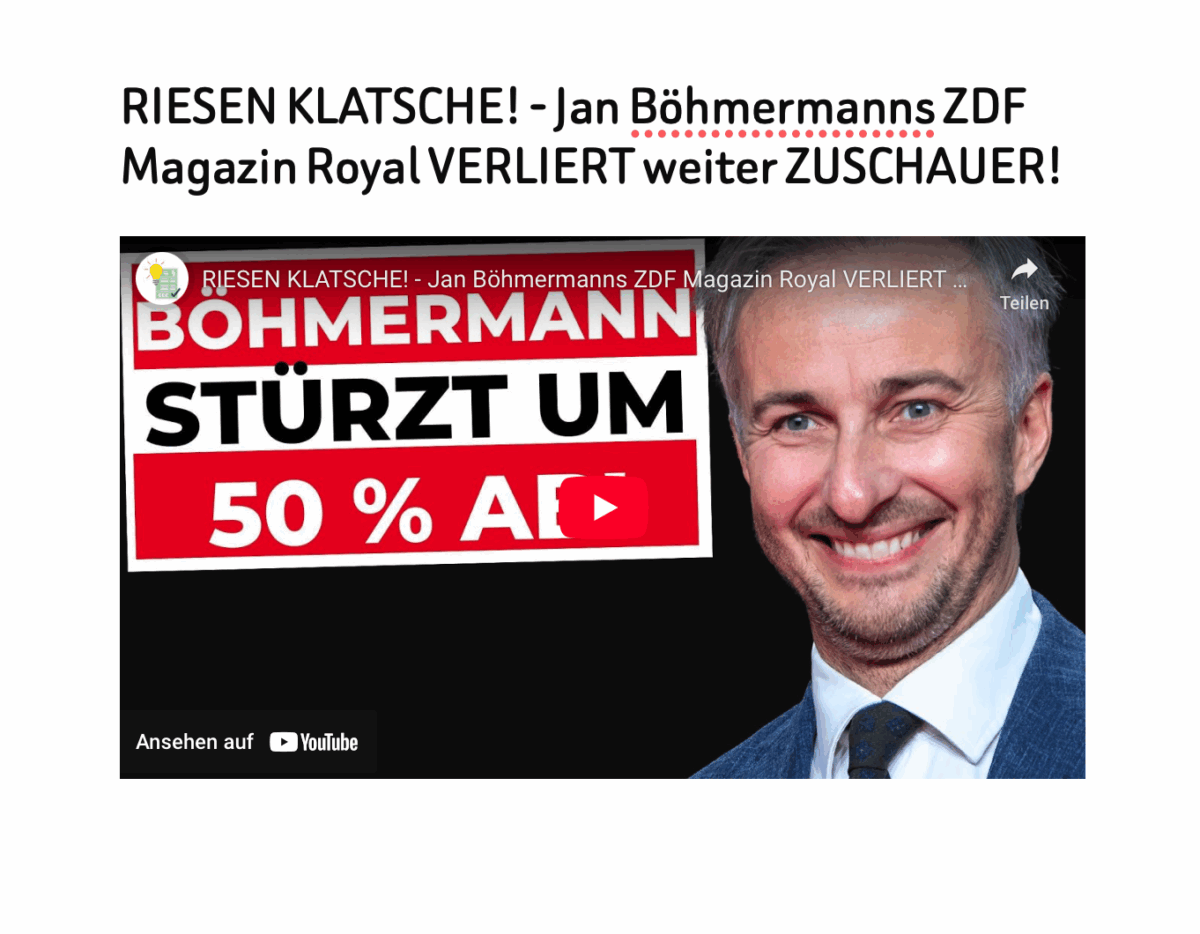 RIESEN KLATSCHE! – Jan Böhmermanns ZDF Magazin Royal VERLIERT weiter ZUSCHAUER!