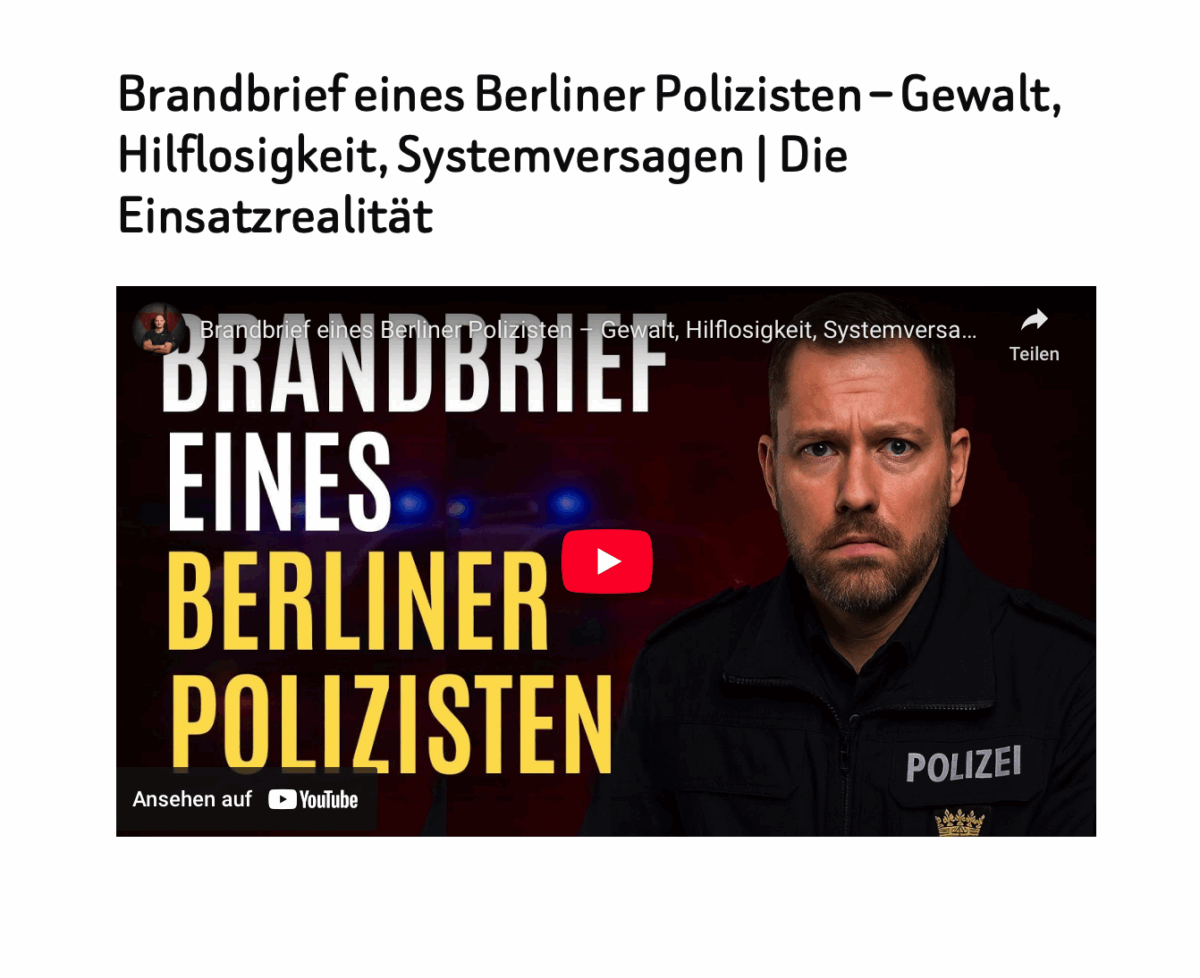 Brandbrief eines Berliner Polizisten – Gewalt, Hilflosigkeit, Systemversagen | Die Einsatzrealität