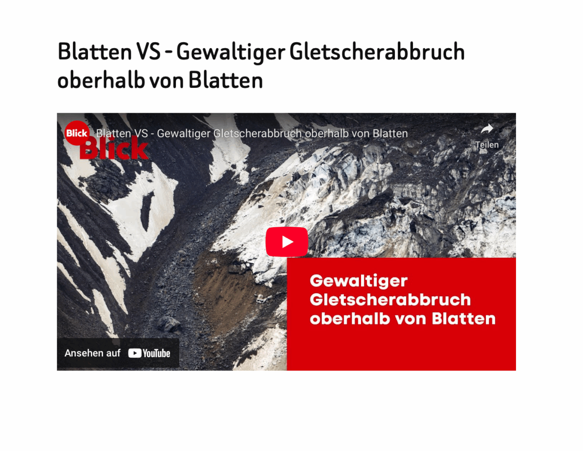Blatten VS – Gewaltiger Gletscherabbruch oberhalb von Blatten
