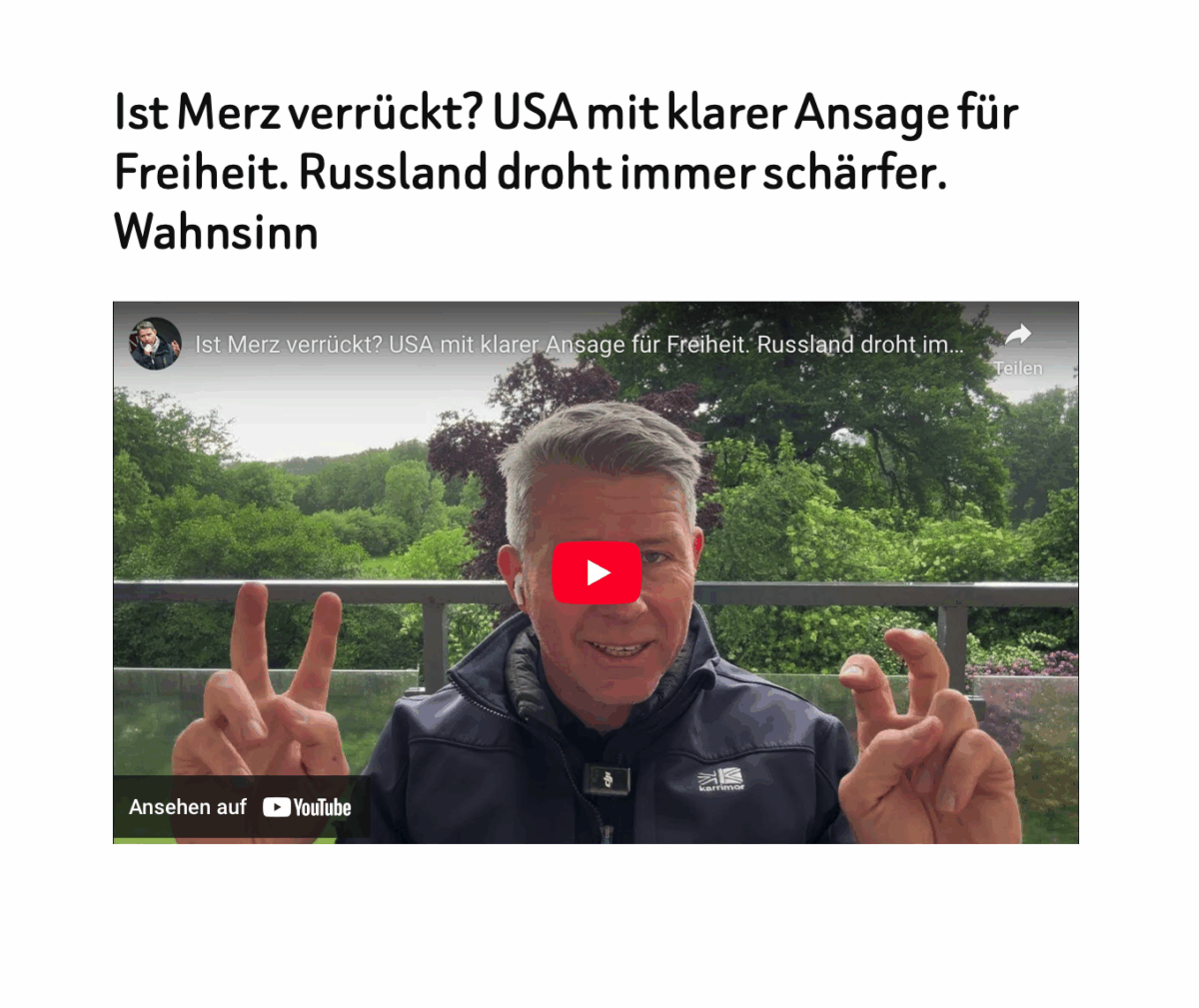 Ist Merz verrückt? USA mit klarer Ansage für Freiheit. Russland droht immer schärfer. Wahnsinn