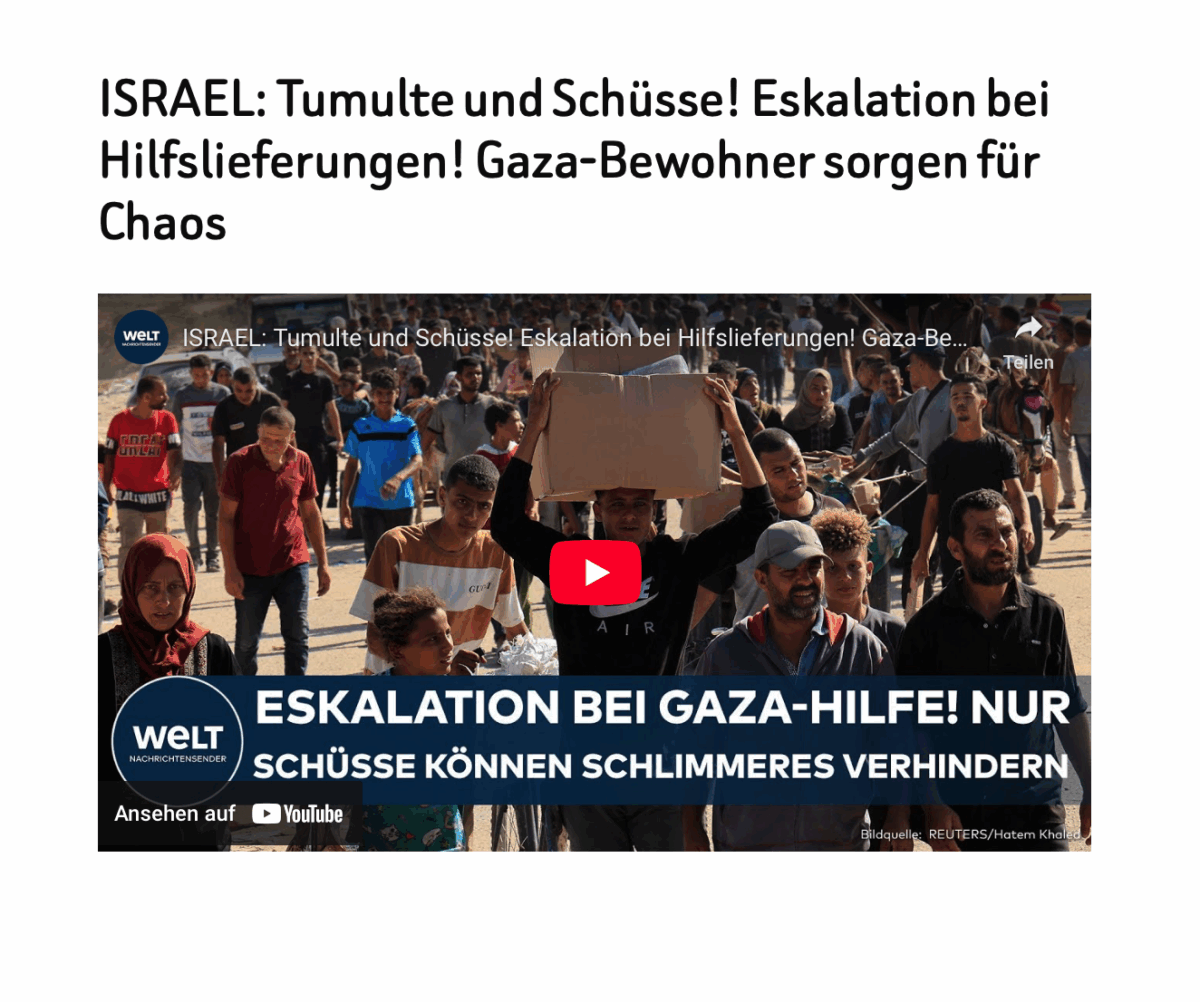 ISRAEL: Tumulte und Schüsse! Eskalation bei Hilfslieferungen! Gaza-Bewohner sorgen für Chaos