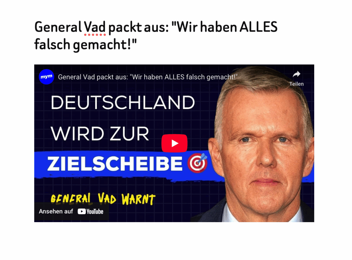 General Vad packt aus: „Wir haben ALLES falsch gemacht!“
