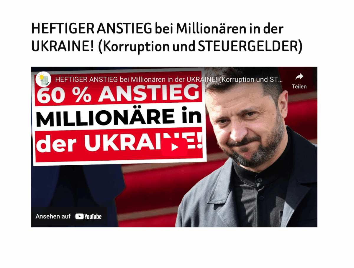HEFTIGER ANSTIEG bei Millionären in der UKRAINE! (Korruption und STEUERGELDER)