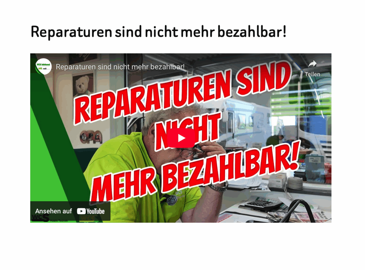 Reparaturen sind nicht mehr bezahlbar!