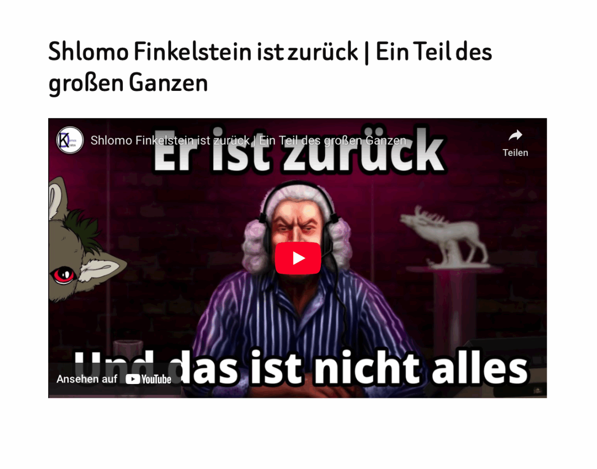 Shlomo Finkelstein ist zurück | Ein Teil des großen Ganzen