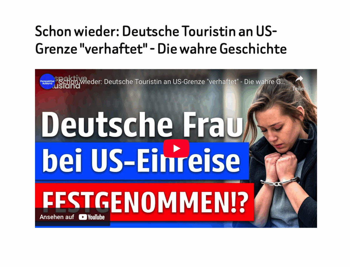 Schon wieder: Deutsche Touristin an US-Grenze „verhaftet“ – Die wahre Geschichte
