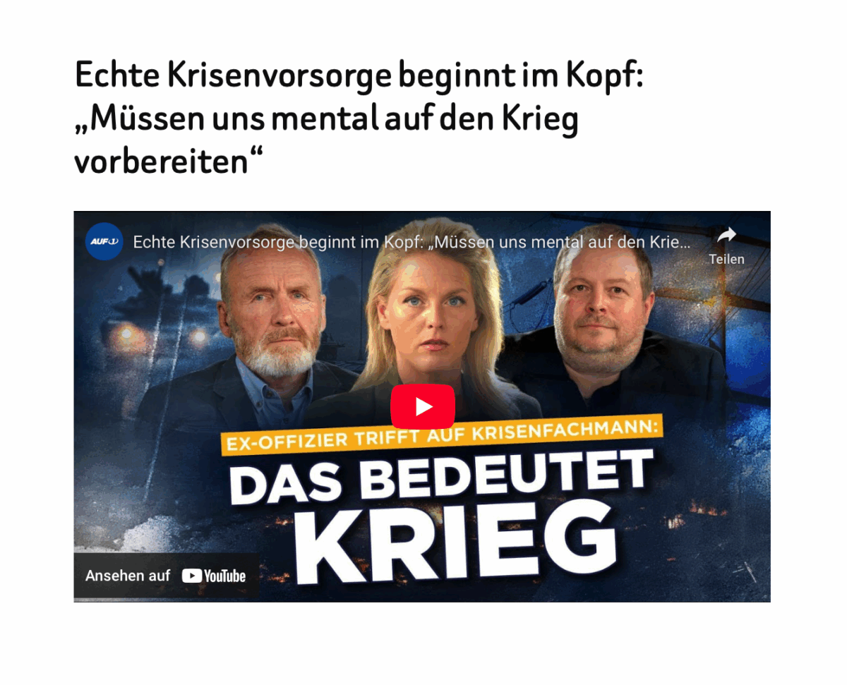 Echte Krisenvorsorge beginnt im Kopf: „Müssen uns mental auf den Krieg vorbereiten“
