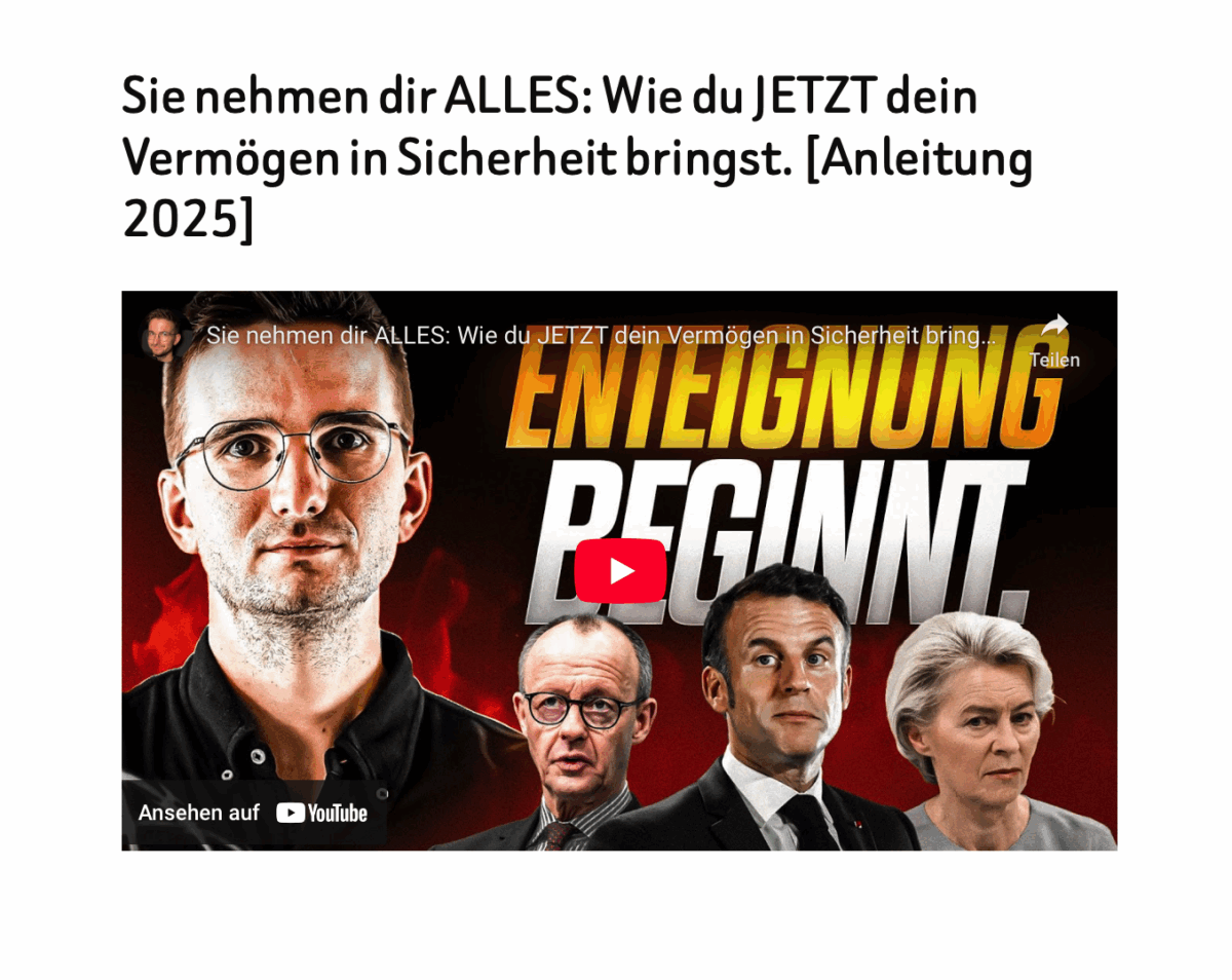 Sie nehmen dir ALLES: Wie du JETZT dein Vermögen in Sicherheit bringst. [Anleitung 2025]