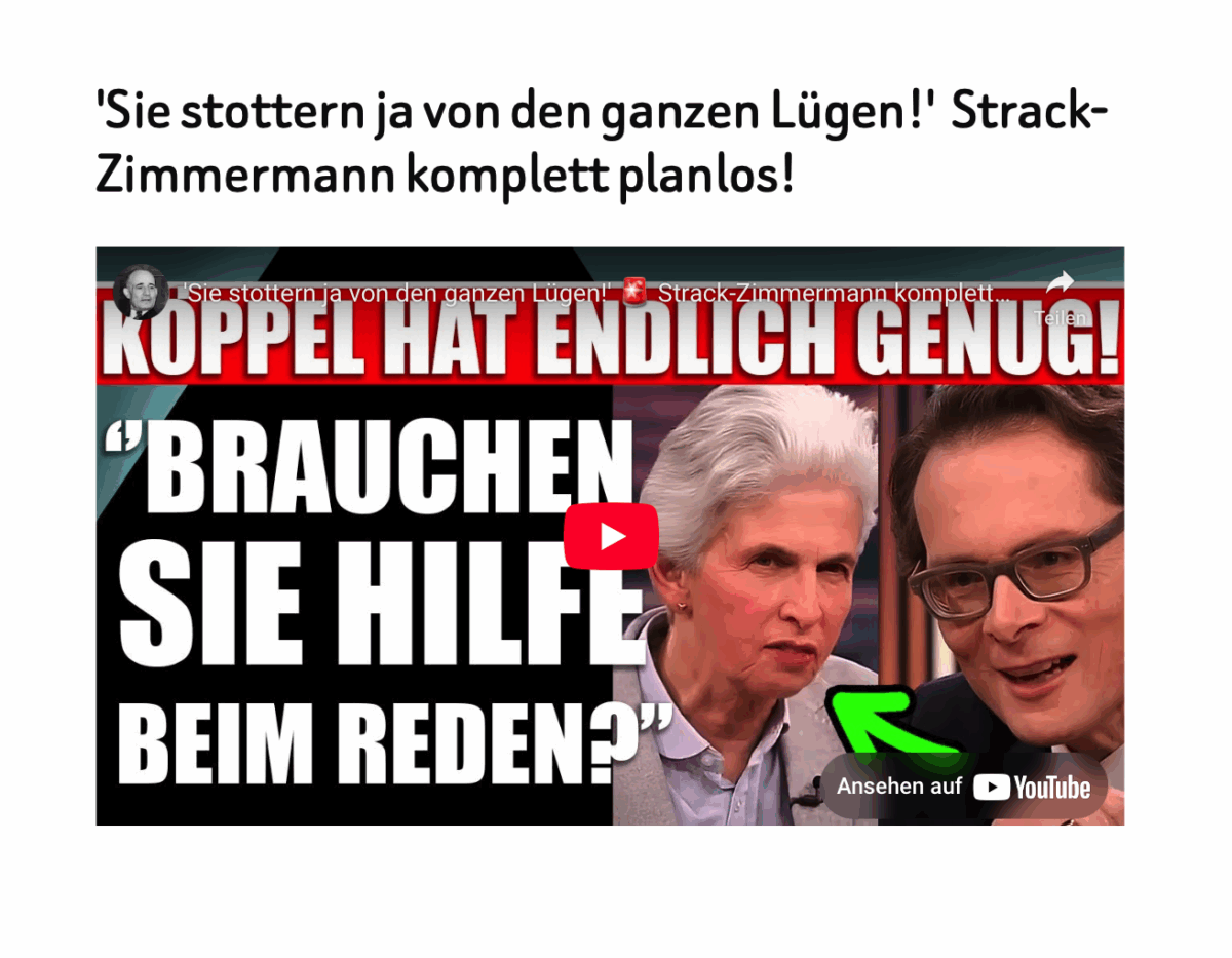 ‚Sie stottern ja von den ganzen Lügen!‘  Strack-Zimmermann komplett planlos!