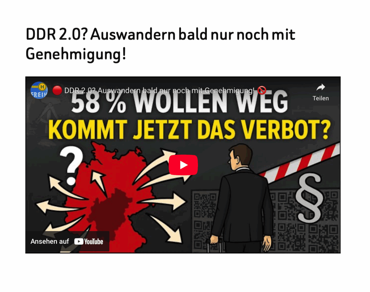 DDR 2.0? Auswandern bald nur noch mit Genehmigung! 