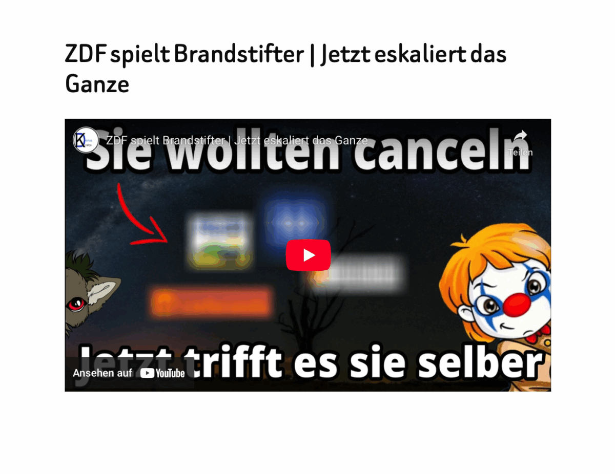 ZDF spielt Brandstifter | Jetzt eskaliert das Ganze