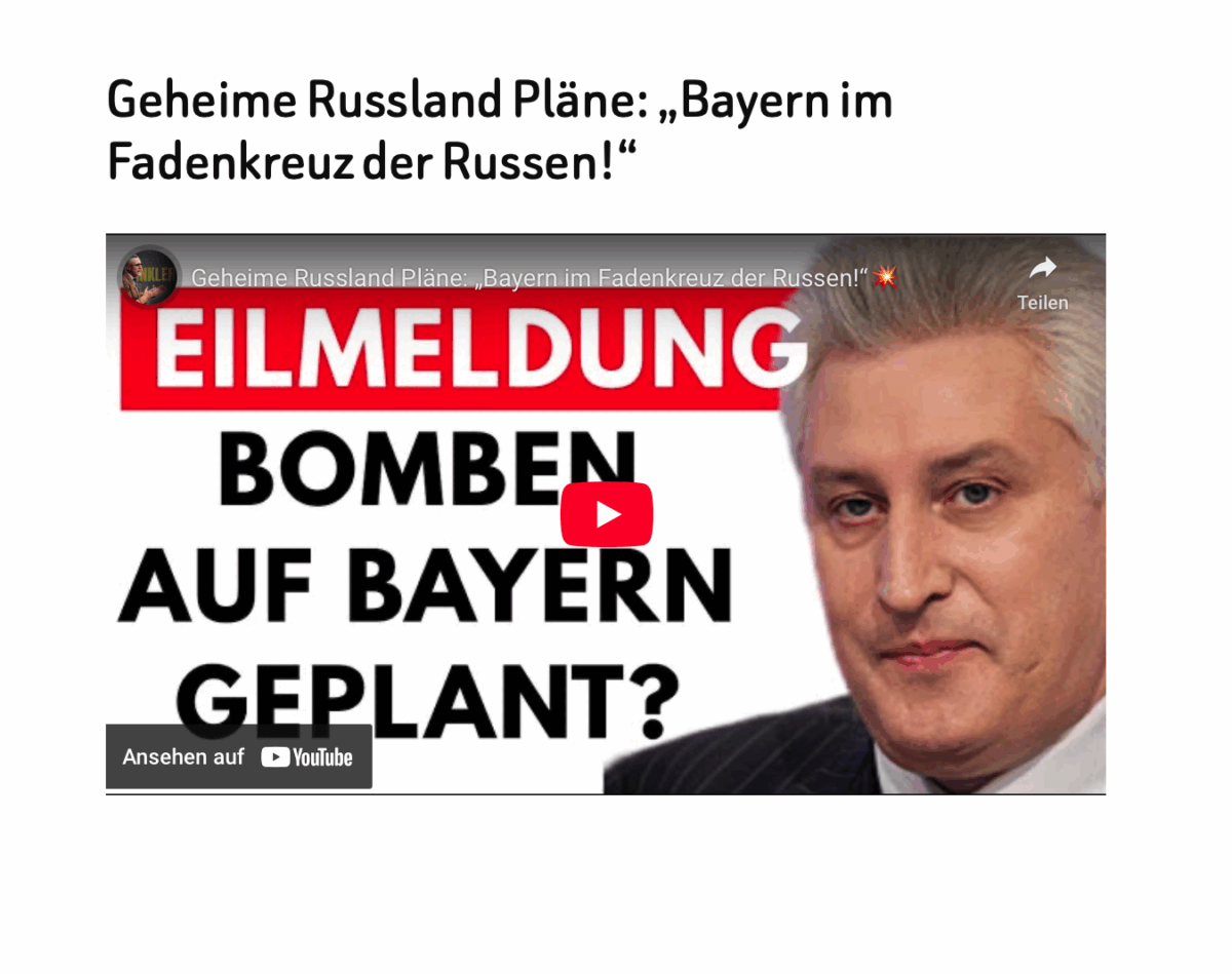 Geheime Russland Pläne: „Bayern im Fadenkreuz der Russen!“