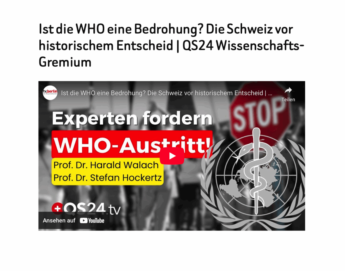 Ist die WHO eine Bedrohung? Die Schweiz vor historischem Entscheid | QS24 Wissenschafts-Gremium