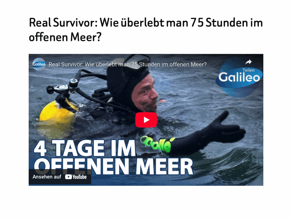Real Survivor: Wie überlebt man 75 Stunden im offenen Meer?