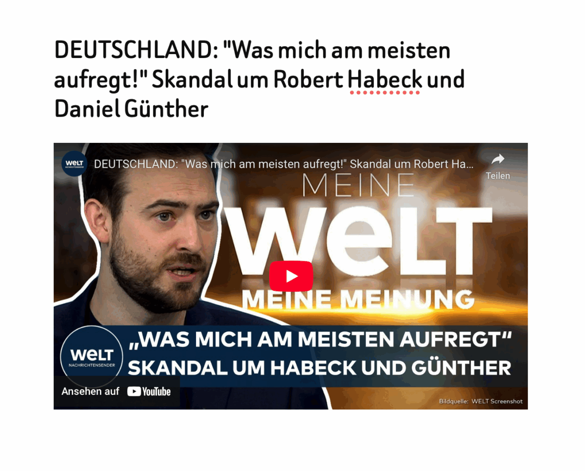 DEUTSCHLAND: „Was mich am meisten aufregt!“ Skandal um Robert Habeck und Daniel Günther