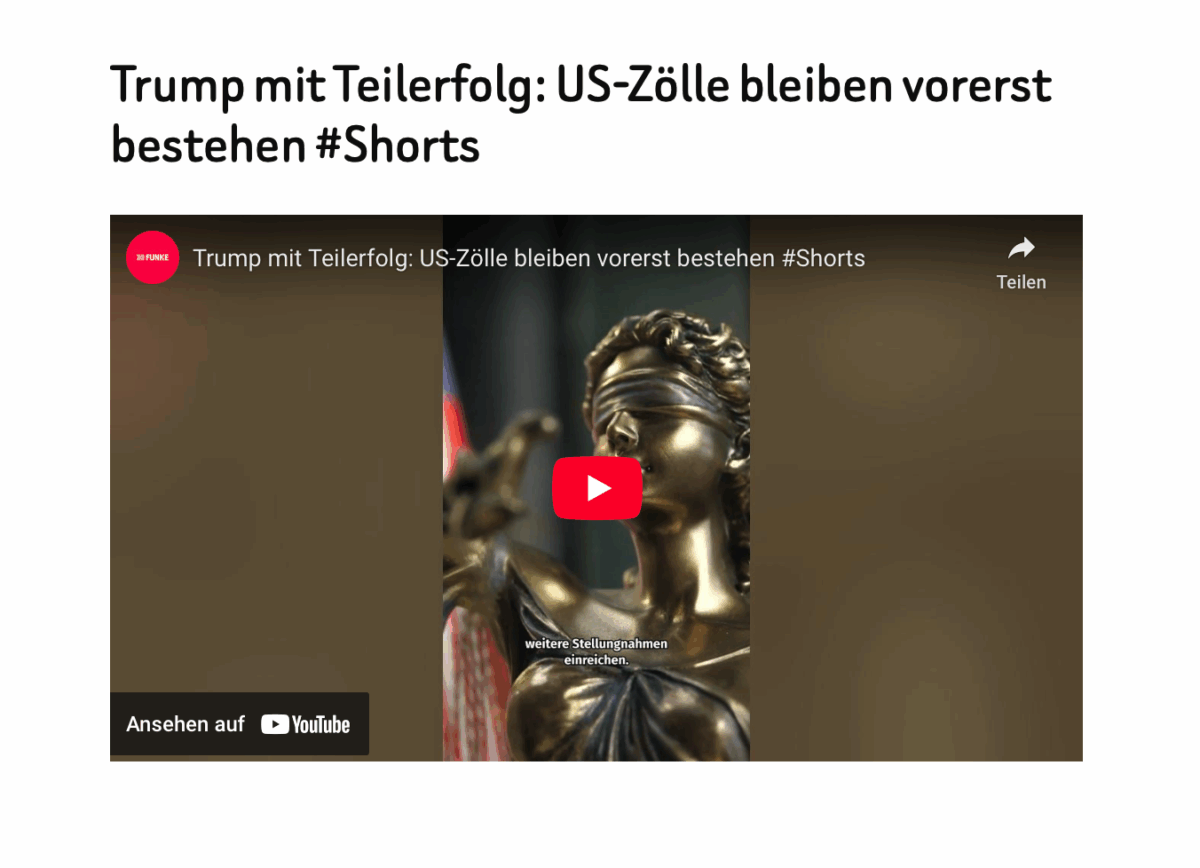 Trump mit Teilerfolg: US-Zölle bleiben vorerst bestehen #Shorts