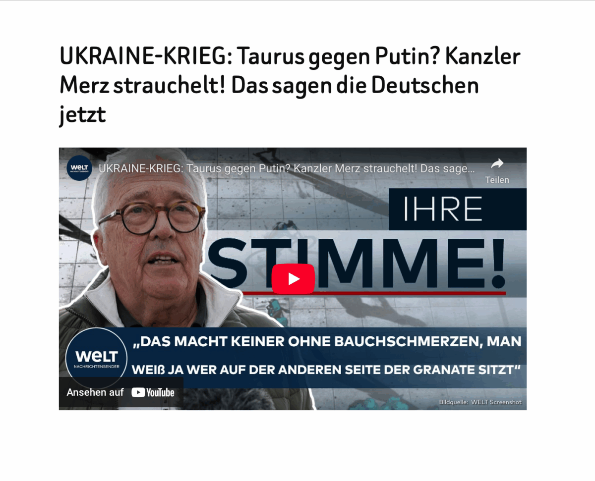 UKRAINE-KRIEG: Taurus gegen Putin? Kanzler Merz strauchelt! Das sagen die Deutschen jetzt