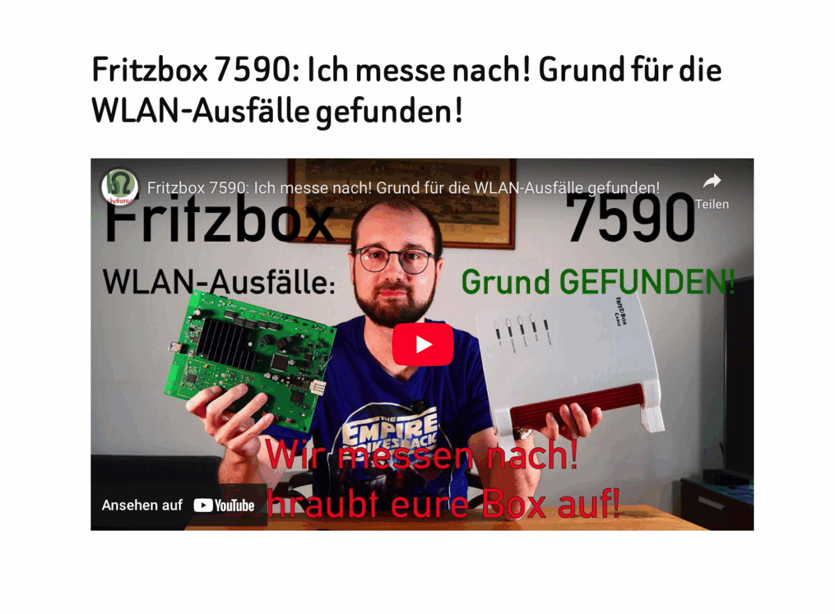 Fritzbox 7590: Ich messe nach! Grund für die WLAN-Ausfälle gefunden!