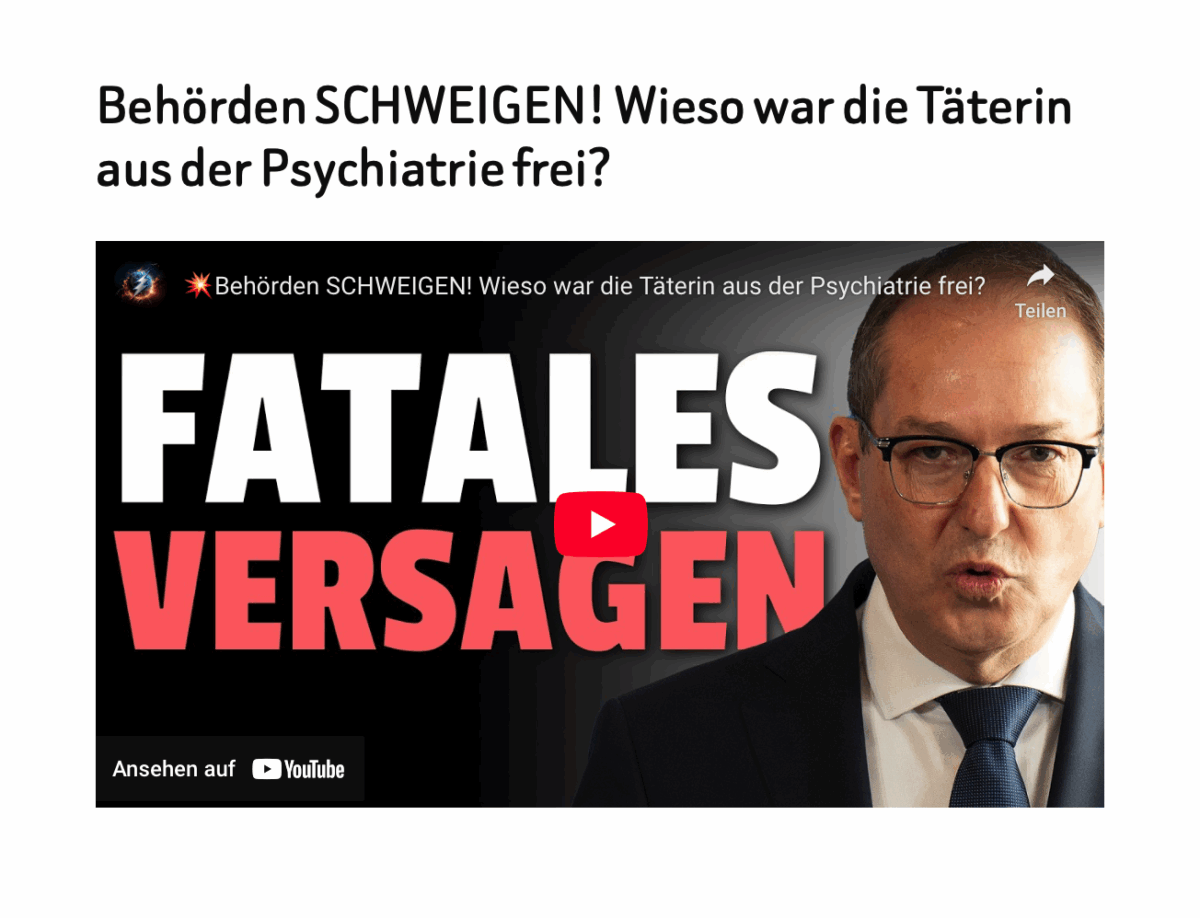 Behörden SCHWEIGEN! Wieso war die Täterin aus der Psychiatrie frei?