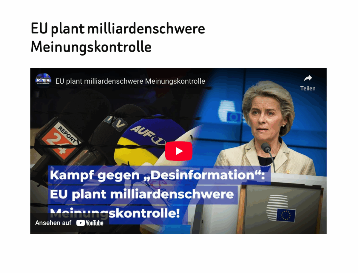 EU plant milliardenschwere Meinungskontrolle