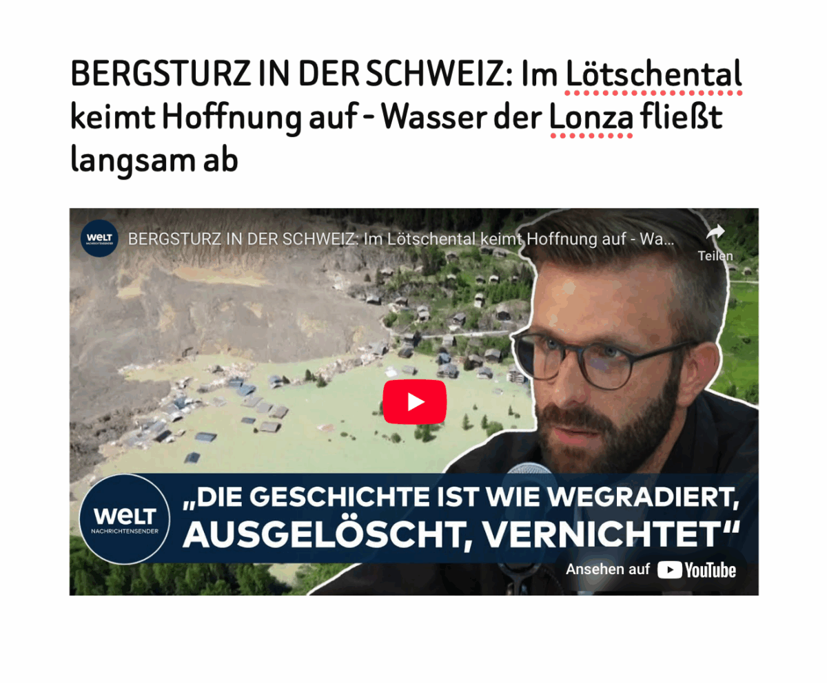 BERGSTURZ IN DER SCHWEIZ: Im Lötschental keimt Hoffnung auf – Wasser der Lonza fließt langsam ab